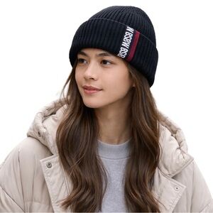 LF x BSBW Ribbed Knit Beanie – Black & Red Stripe Logo – OS Boutique Rare